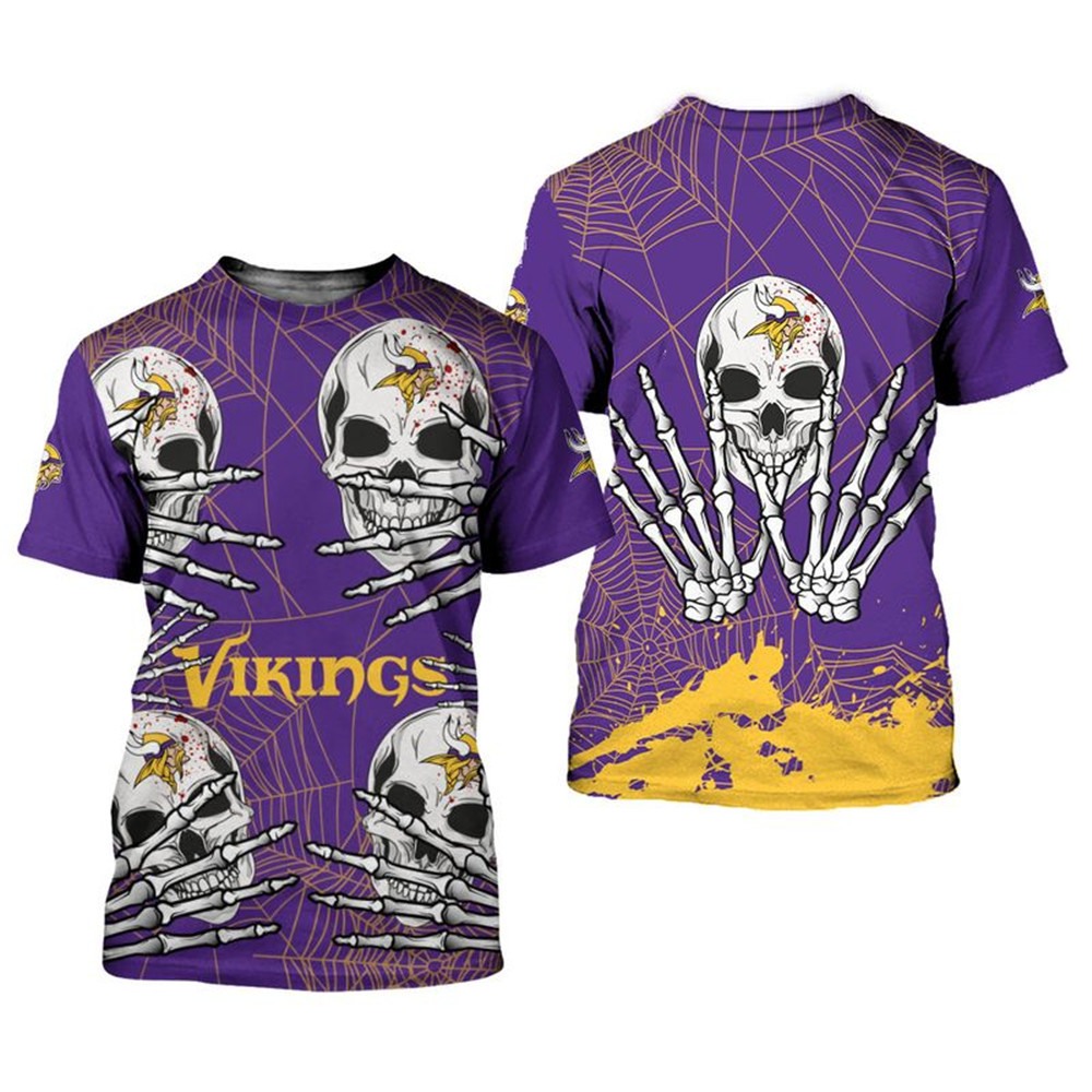 Minnesota Vikings T-shirt skull for Halloween graphic