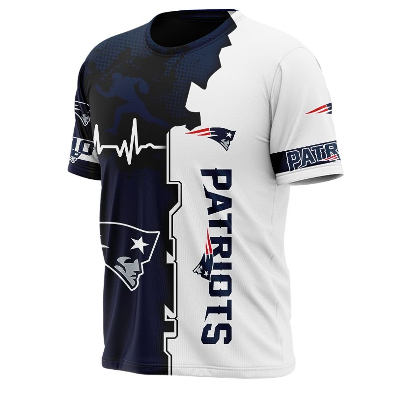 New England Patriots T-shirt graphic heart ECG line