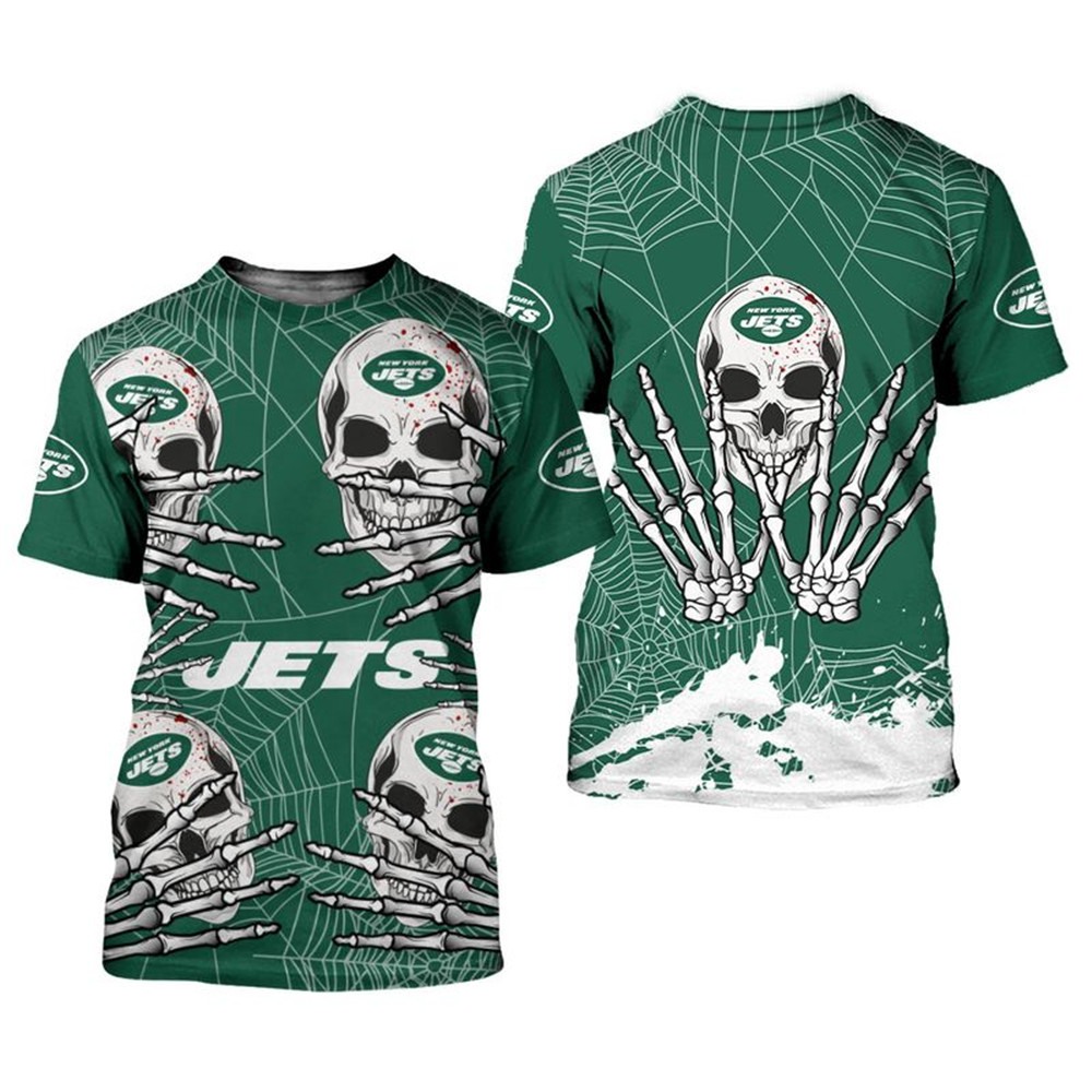 New York Jets T-shirt skull for Halloween graphic