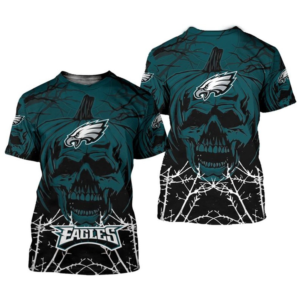 Philadelphia Eagles T-shirt Halloween pumpkin skull