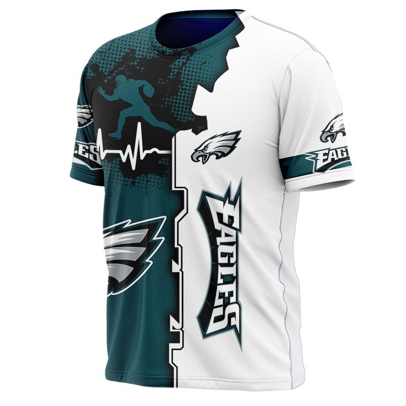 Philadelphia Eagles T-shirt graphic heart ECG line