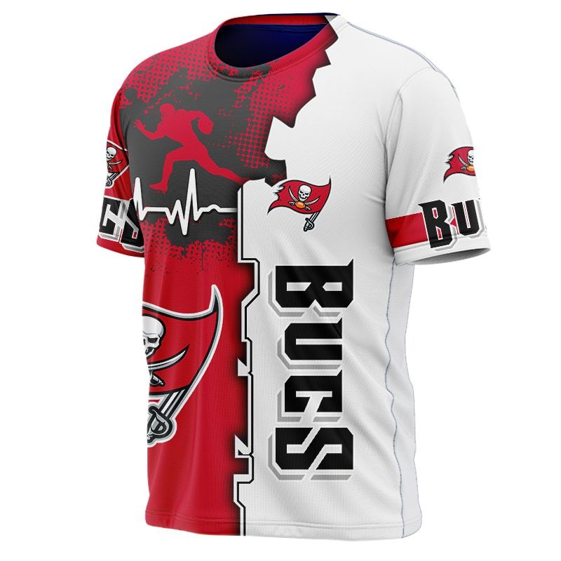 Tampa Bay Buccaneers T-shirt graphic heart ECG line