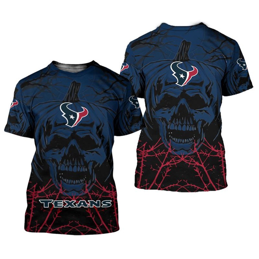 Houston Texans T-shirt Halloween pumpkin skull