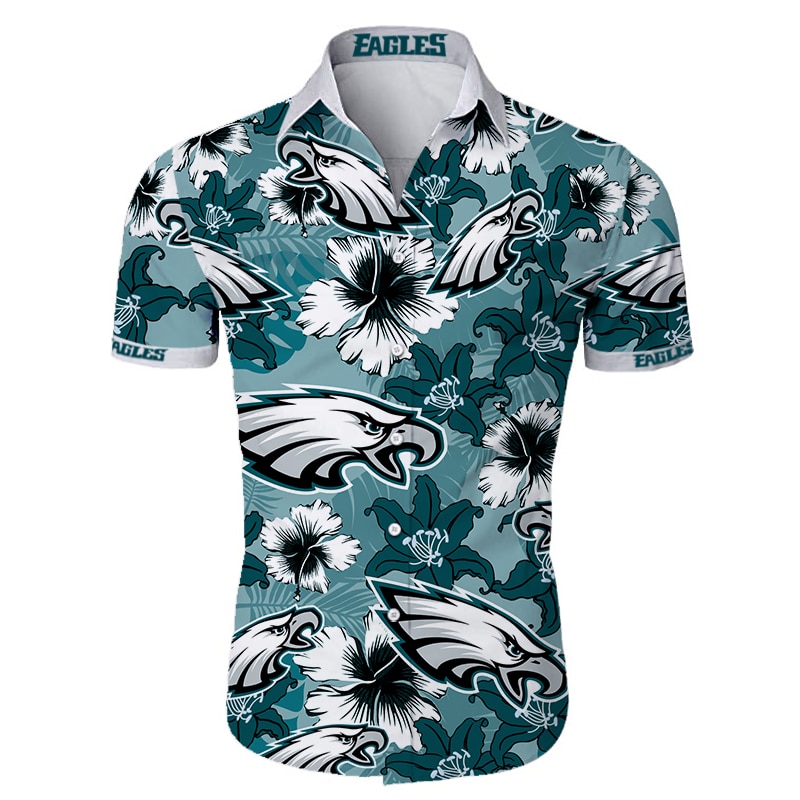 Philadelphia Eagles Hawaiian Shirt Tropical Flower Short Sleeve