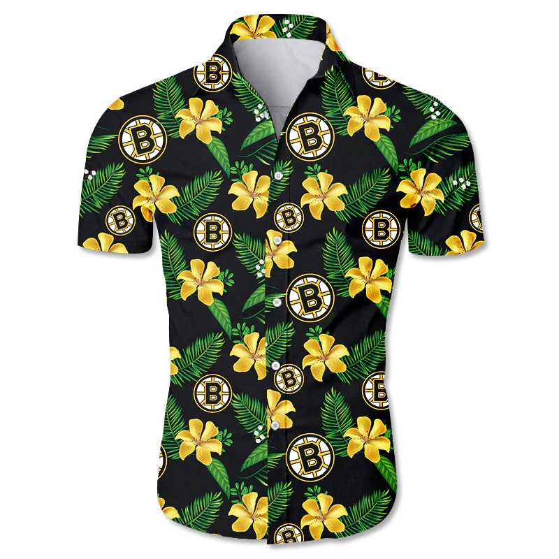 Boston Bruins Hawaiian shirt Tropical Flower summer