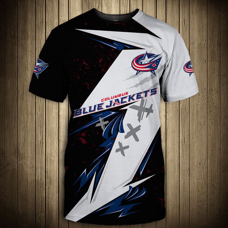 Columbus Blue Jackets T-shirt 3D thunder design short Sleeve