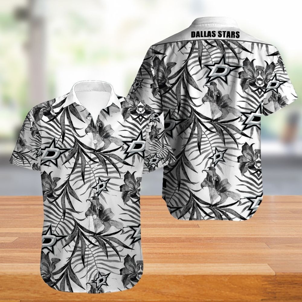 Dallas Stars Hawaiian Shirt Tropical Flowers summer for fans