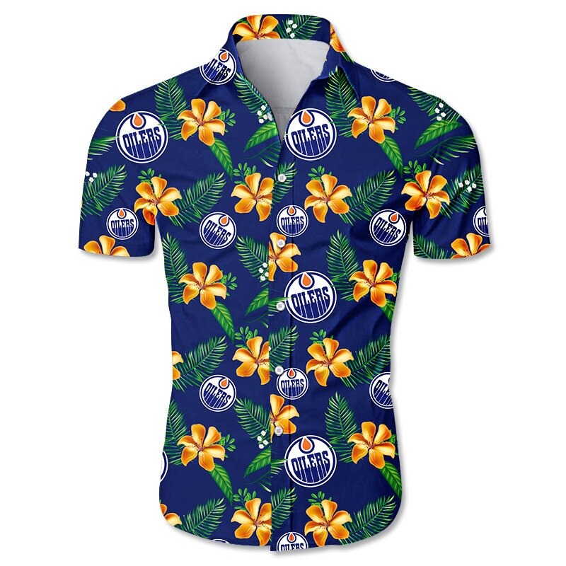 Edmonton Oilers Hawaiian Shirt Tropical Flower summer