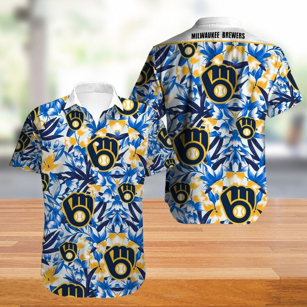 Milwaukee Brewers Hawaiian Shirt flower summer gift for fans