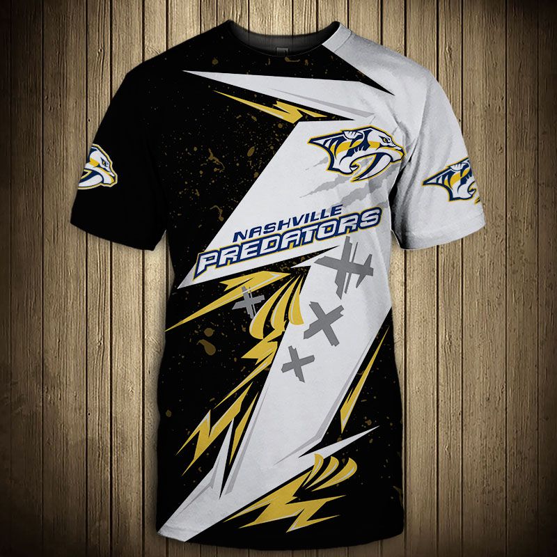 Nashville Predators T-shirt 3D thunder design short Sleeve