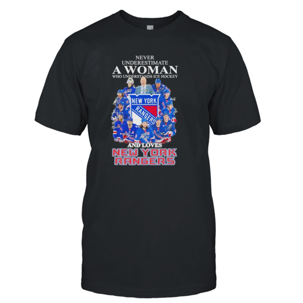 Never underestimate a woman who understand ice hockey and loves New York Yankees 2023 signatures shirt