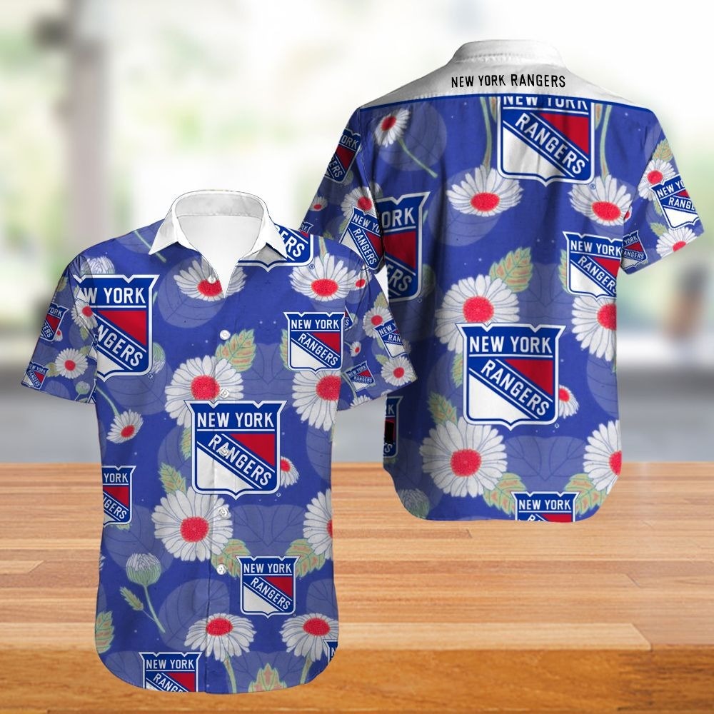 New York Rangers Hawaiian Shirt Tropical Flowers summer for fans