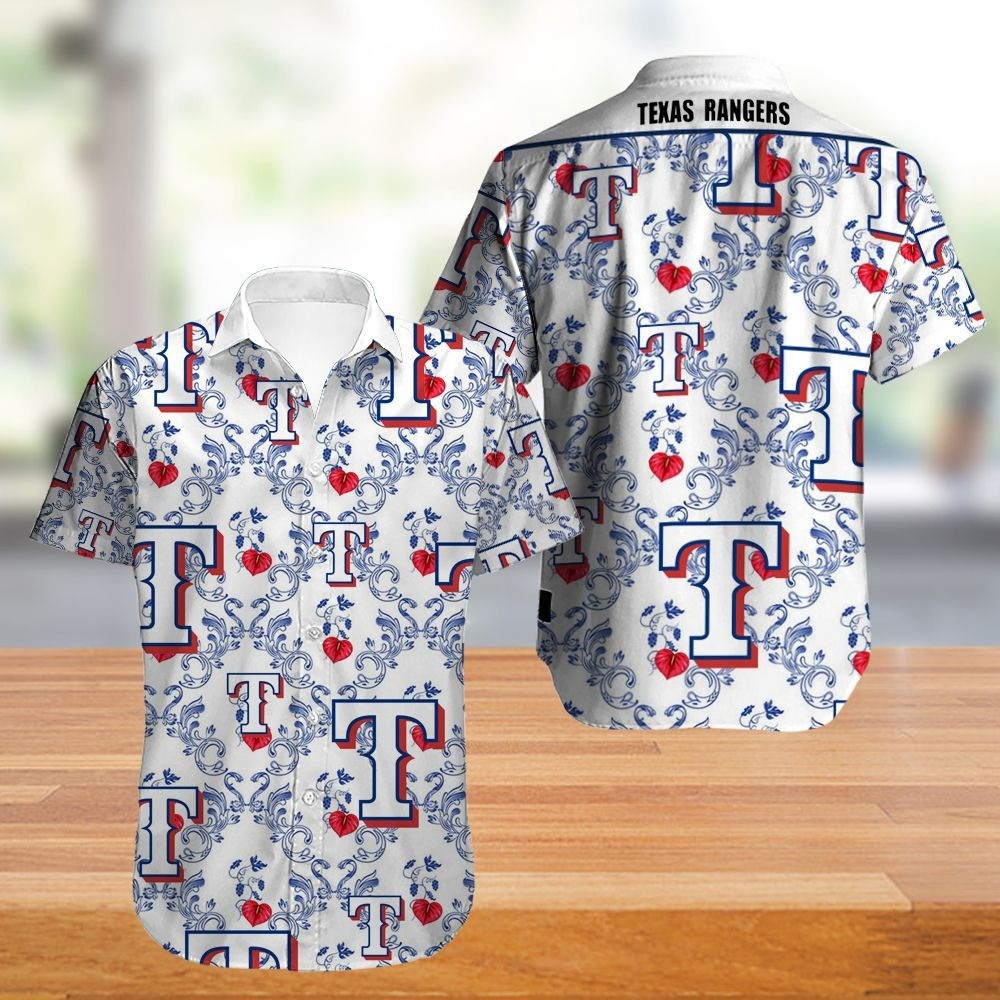 Texas Rangers Hawaiian Shirt flower summer gift for fans