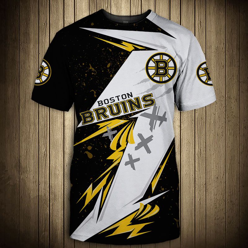 Boston Bruins T-shirt 3D thunder design short Sleeve