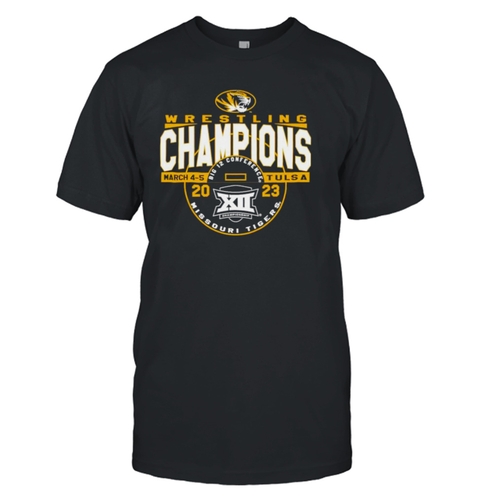Missouri Tigers Blue 84 2023 Big 12 Wrestling Champions T-Shirt