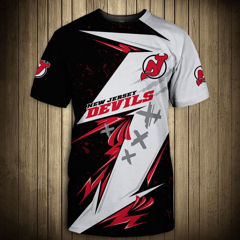 New Jersey Devils T-shirt 3D thunder design short Sleeve