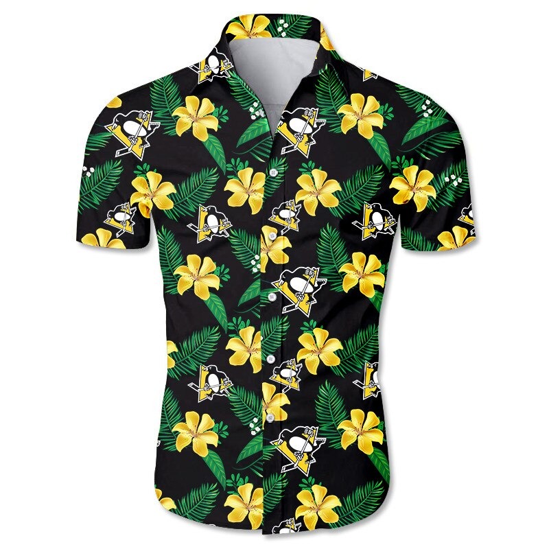 Pittsburgh Penguins Hawaiian Shirt Tropical Flower summer