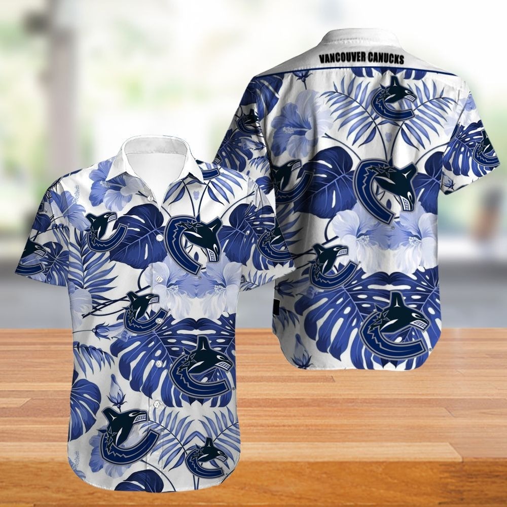 Vancouver Canucks Hawaiian Shirt Tropical Flowers summer for fans