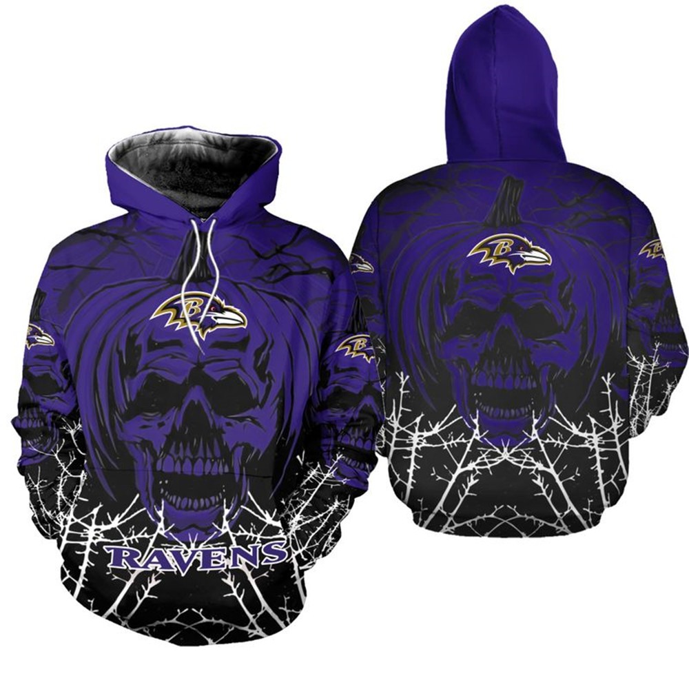 Baltimore Ravens Hoodie Halloween pumpkin skull print sweatshirt