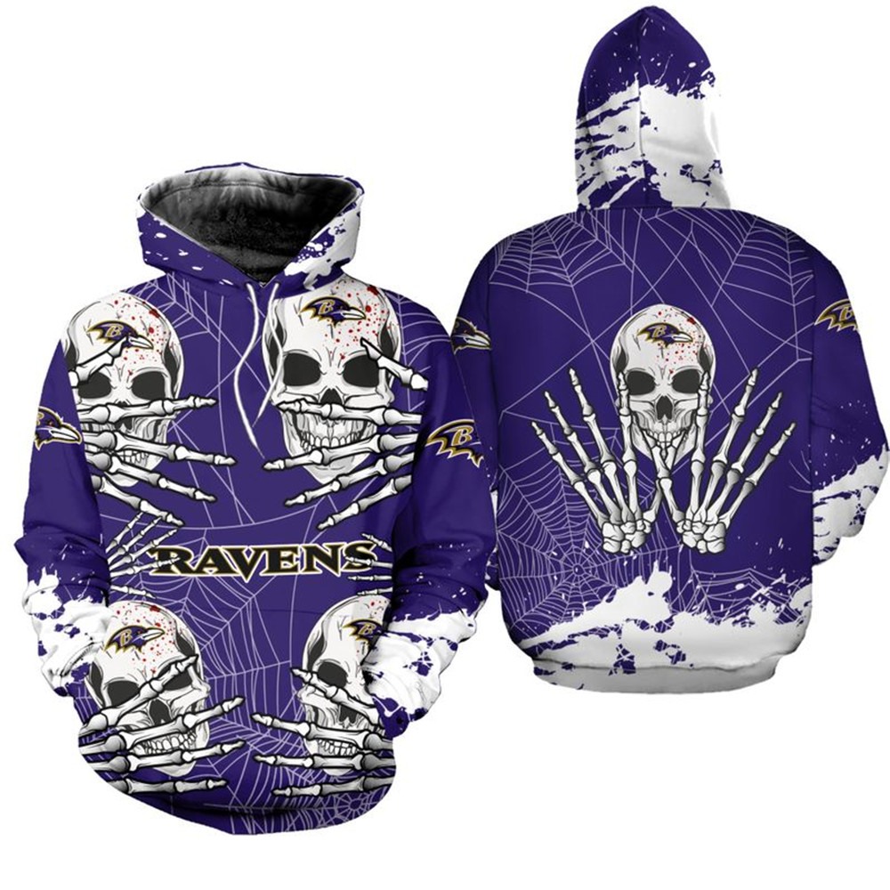 Baltimore Ravens Hoodie skull for Halloween graphic