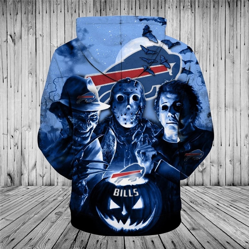 Buffalo Bills Hoodie 3D cheap Horror night Halloween Pullover NFL