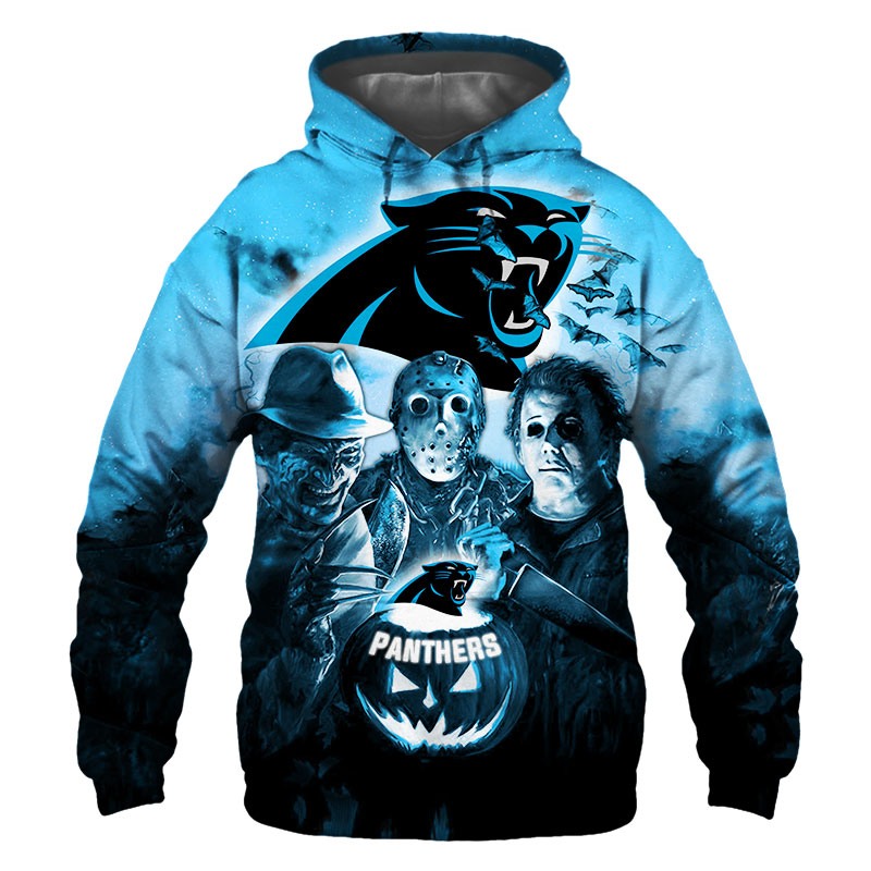 Carolina Panthers Hoodie 3D Halloween Horror night gift for fans