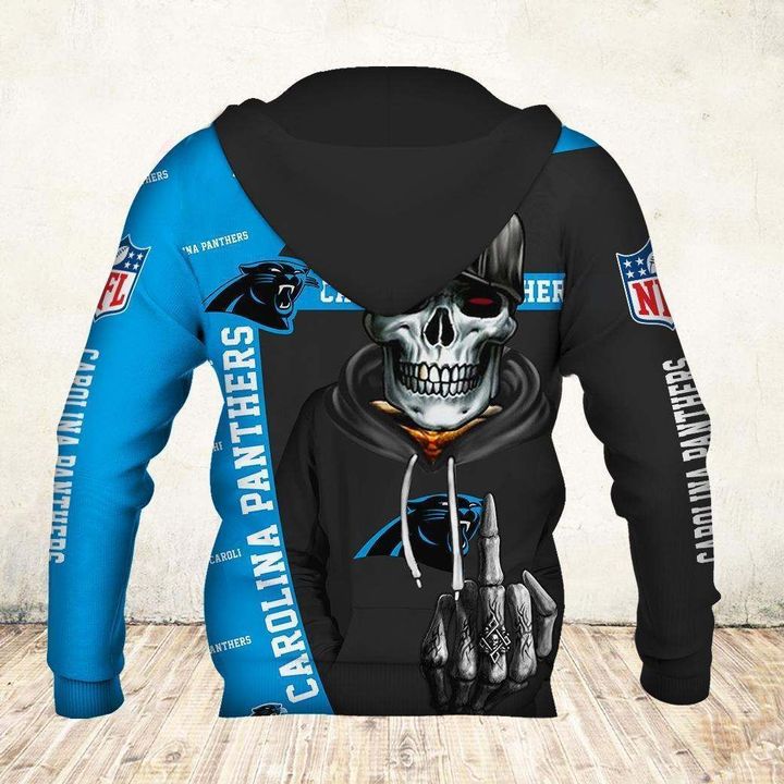 NFL Carolina Panthers Skull Blue 3D Hoodie Zip Hoodie For Men And