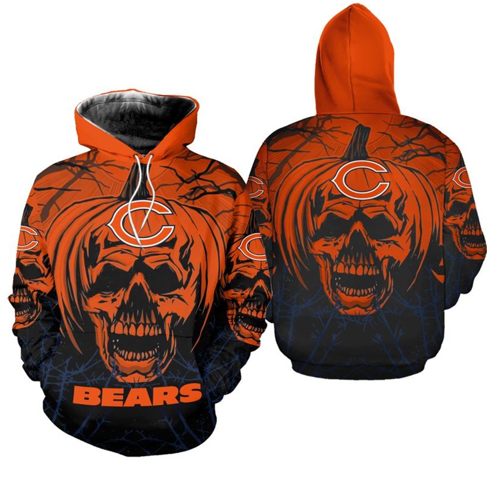 Chicago Bears Hoodie Halloween pumpkin skull print sweatshirt