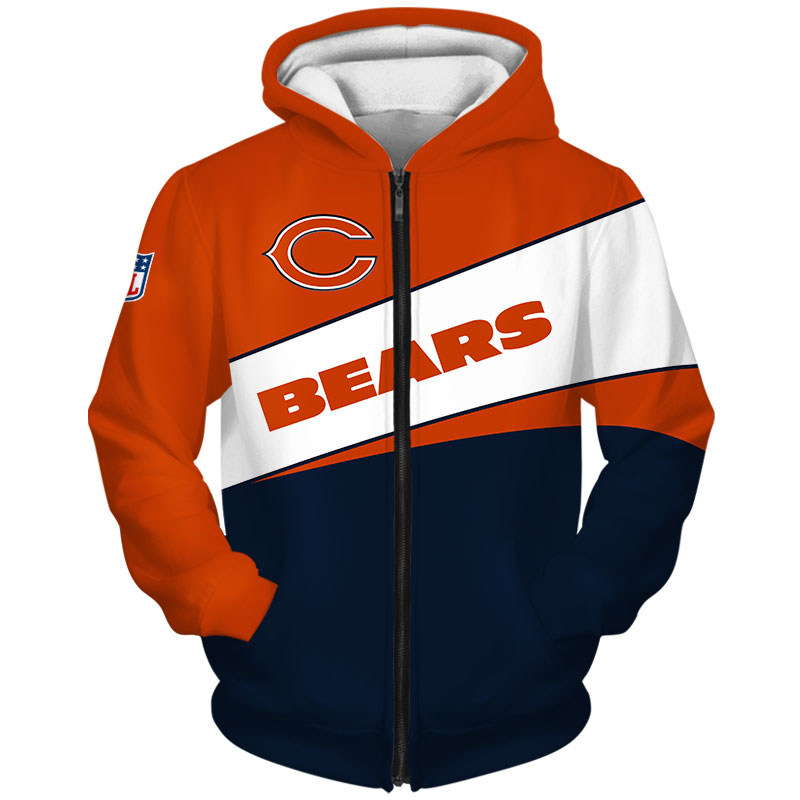 Chicago Bears Zip Hoodie 3D Long Sleeve Pullover new season