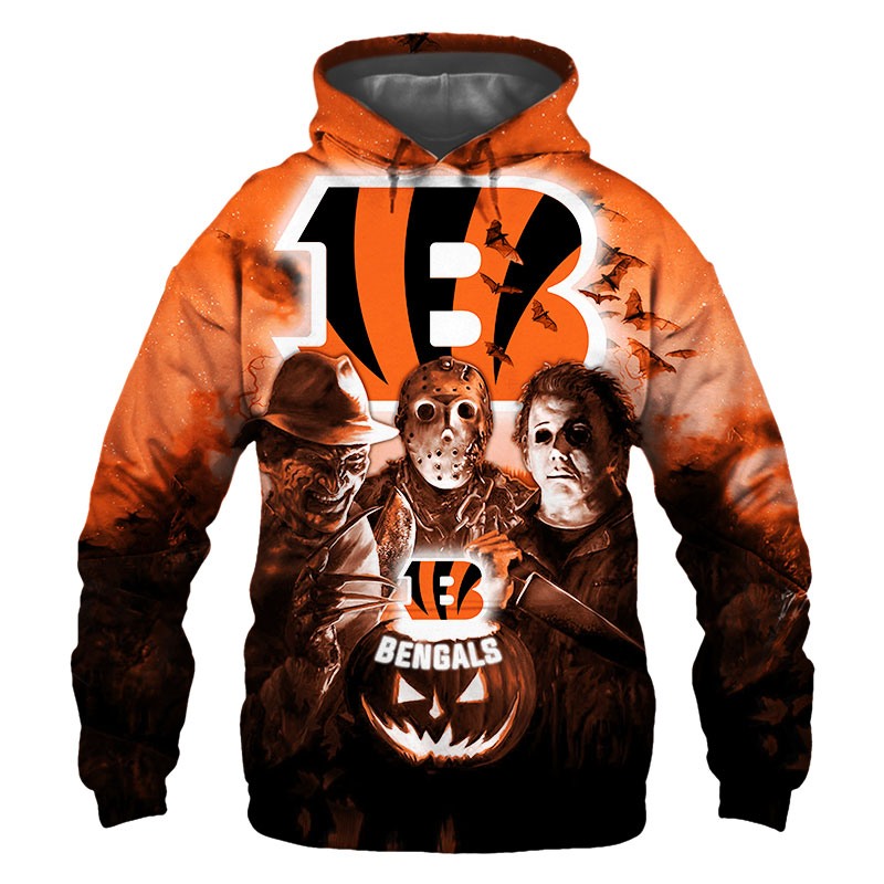 Cincinnati Bengals Hoodie 3D Halloween Horror night gift for fans