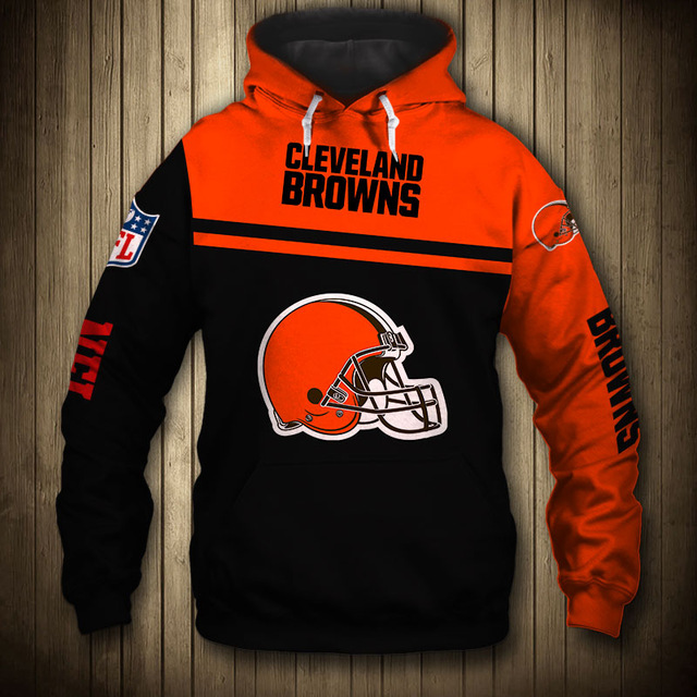 Cleveland Browns 3D Skull Zip Hoodie Pullover Sweatshirt for fans