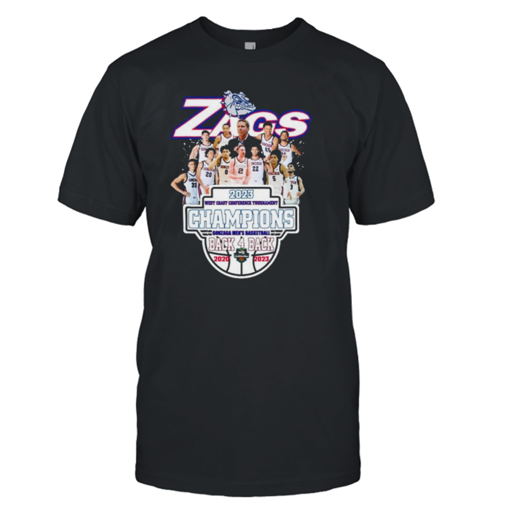 Gonzaga Bulldogs Zags 2023 West Coast Conference Tournament Champions Back 4 Back shirt