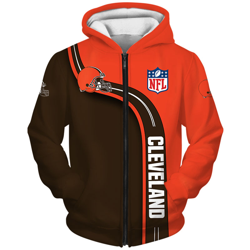 Cleveland Browns Zip Hoodie 3D cute Sweatshirt Pullover gift for fans