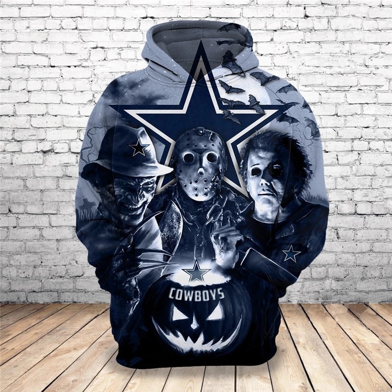 Dallas Cowboys hoodie 3D cheap Horror night Halloween Pullover NFL