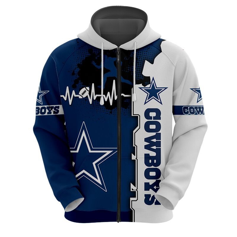 Dallas Cowboys hoodie graphic heart ECG line