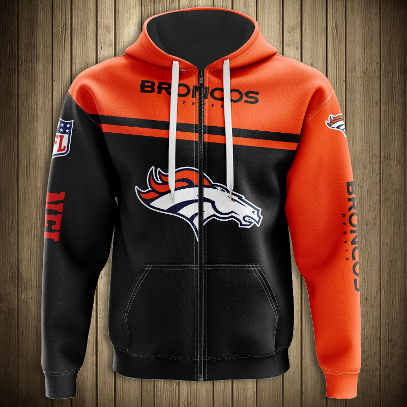 Denver Broncos 3D Skull Zip Hoodie Pullover Sweatshirt for fans