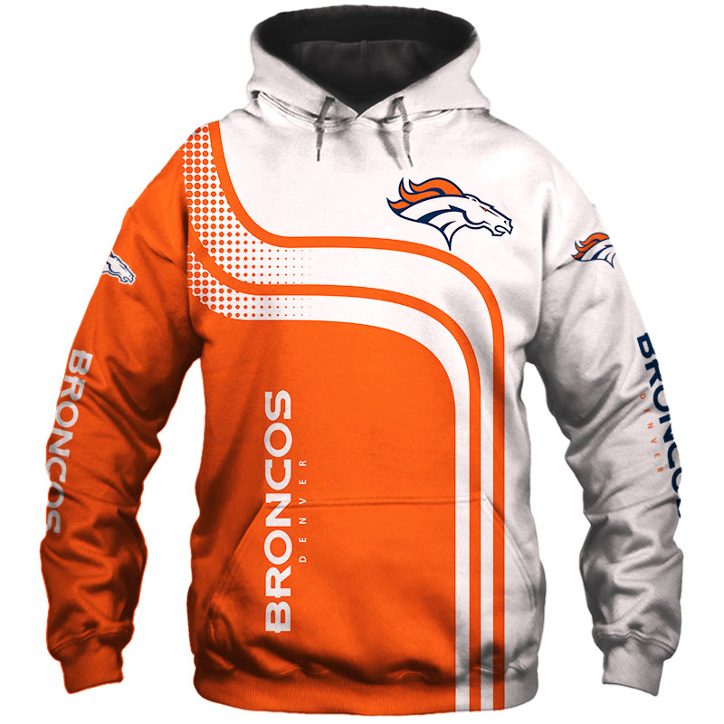 NFL Football Denver Broncos 3D Hoodie With Zipper Sweatshirt