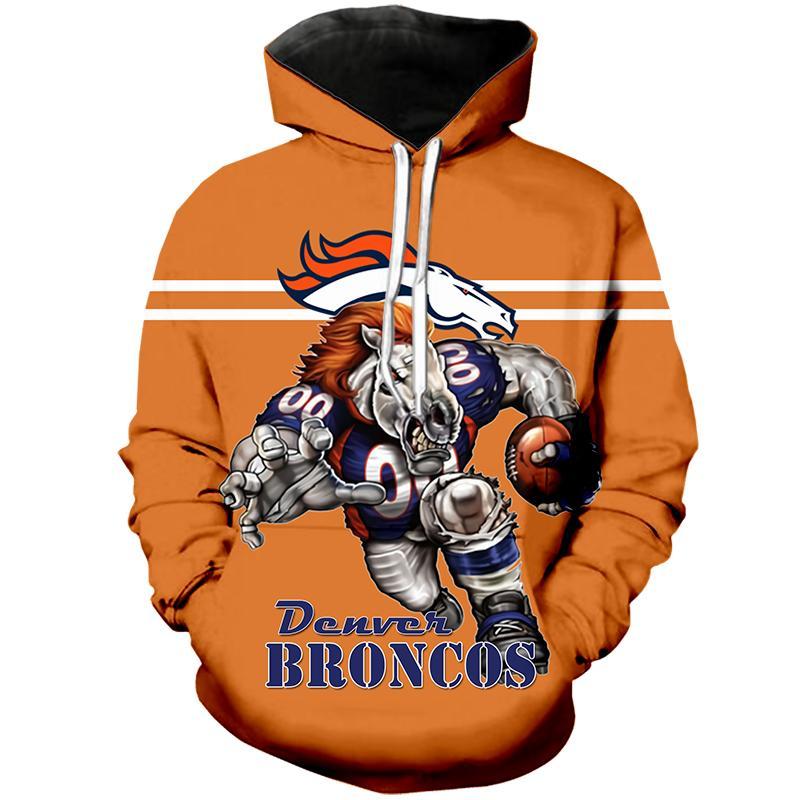 Denver Broncos Hoodie 3D cheap Horror night Halloween Pullover NFL