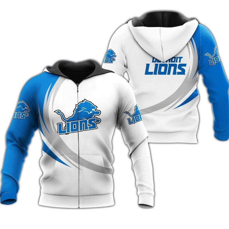 Detroit Lions Zip Hoodie curve graphic gift for men