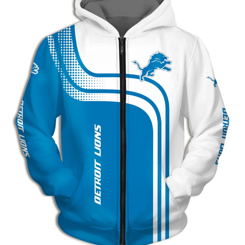 Detroit Lions Zipper Hoodie 3D one way Sweatshirt