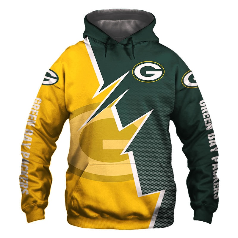 Green Bay Packers Logo Football 3D Hoodie Thunder Nfl 3D