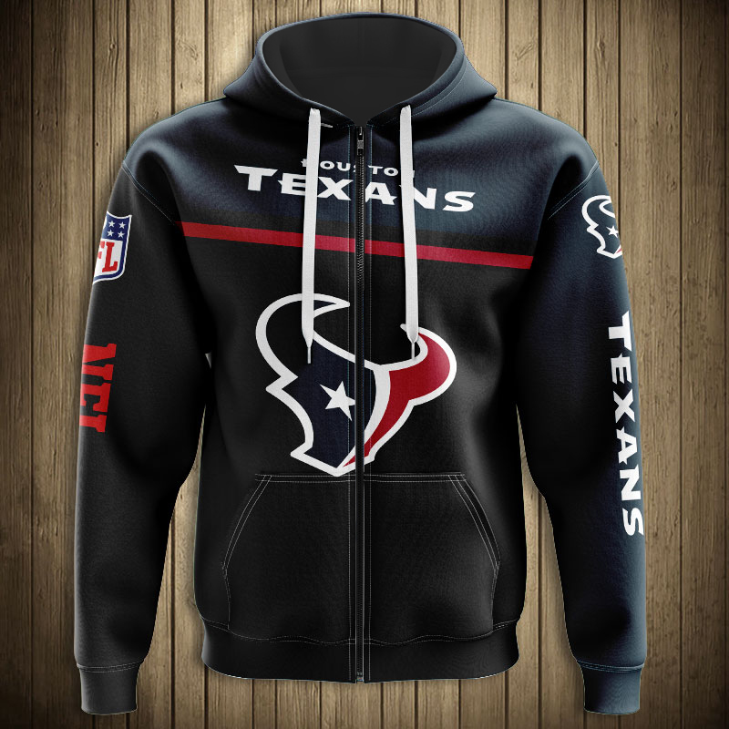 Houston Texans 3D Skull Zip Hoodie Pullover Sweatshirt for fans