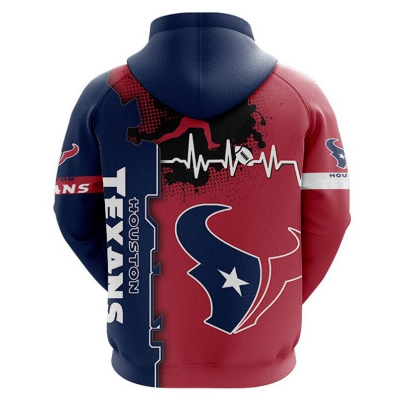 Houston Texans Football 3D Hoodie Nfl Ball Logo 3D Sweatshirt