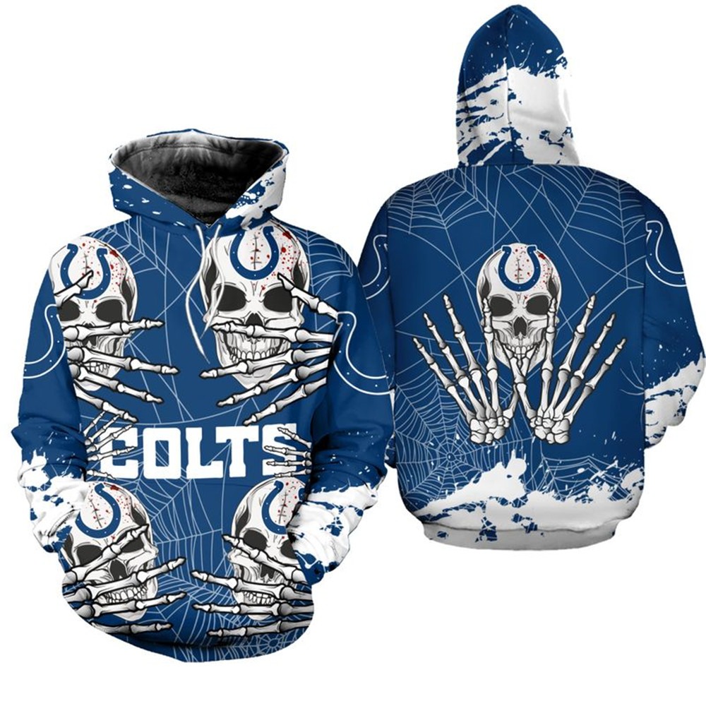 Indianapolis Colts Hoodie skull for Halloween graphic