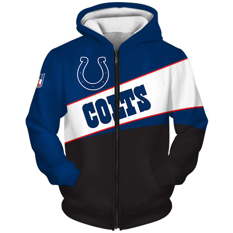 Indianapolis Colts Zip Hoodie 3D Long Sleeve Pullover new season