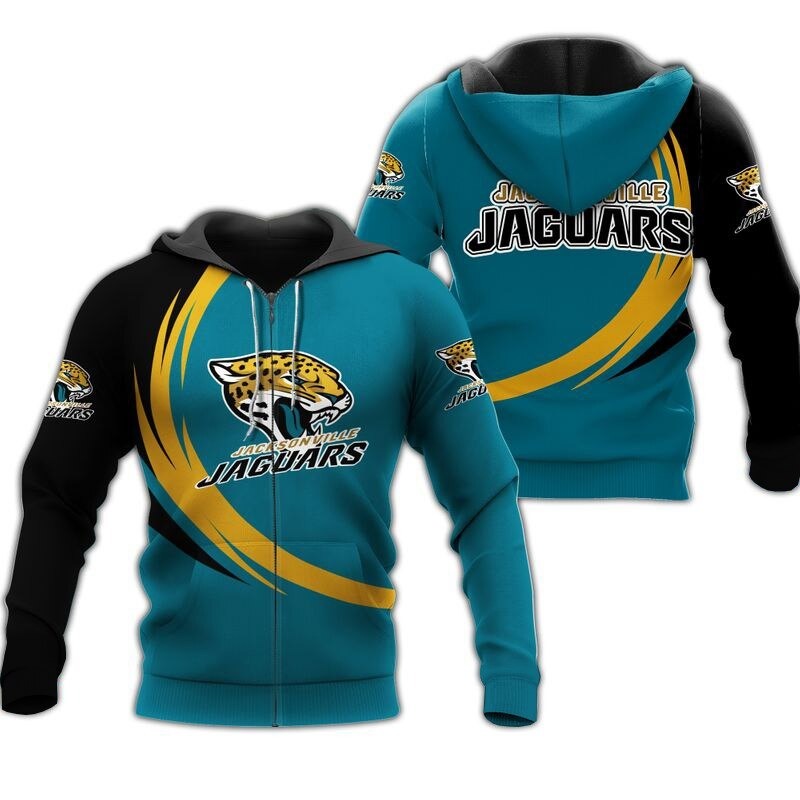 Jacksonville Jaguars NFL Blue 3D Hoodie Zip Hoodie For Men And