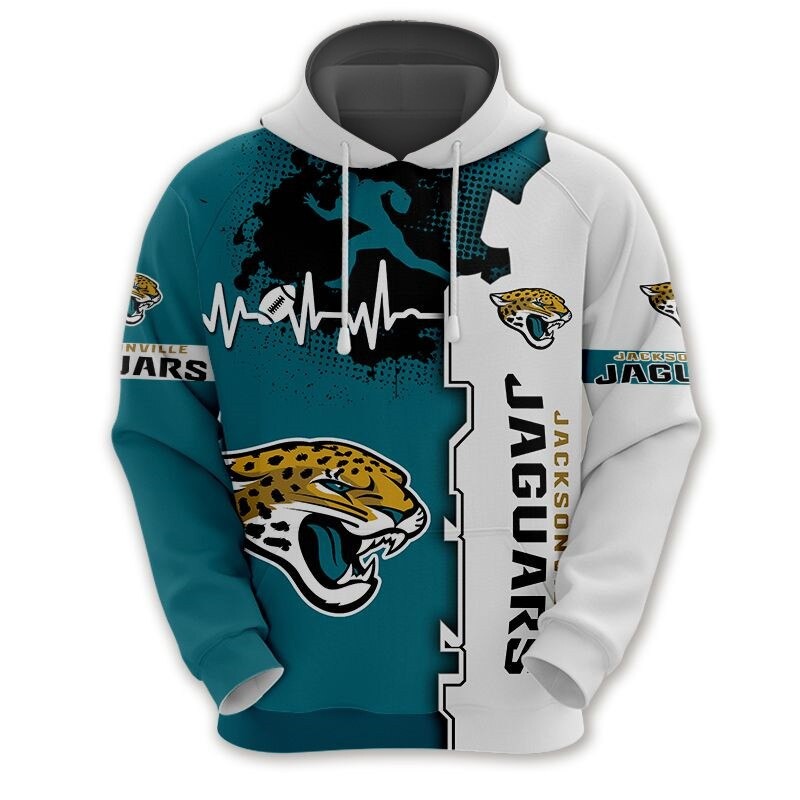 Jacksonville Jaguars Hoodie graphic heart ECG line