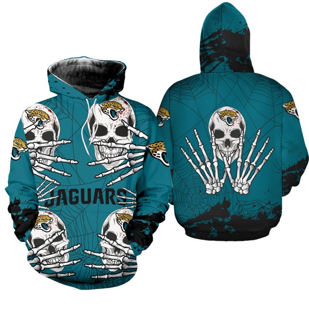 Jacksonville Jaguars Skull Pullover And Zippered Hoodies Custom 3D Graphic  Printed 3D Hoodie All Over Print