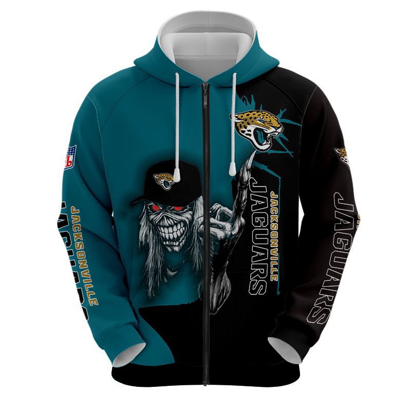 Jacksonville Jaguars Skull Pullover And Zippered Hoodies Custom 3D Graphic  Printed 3D Hoodie All Over Print