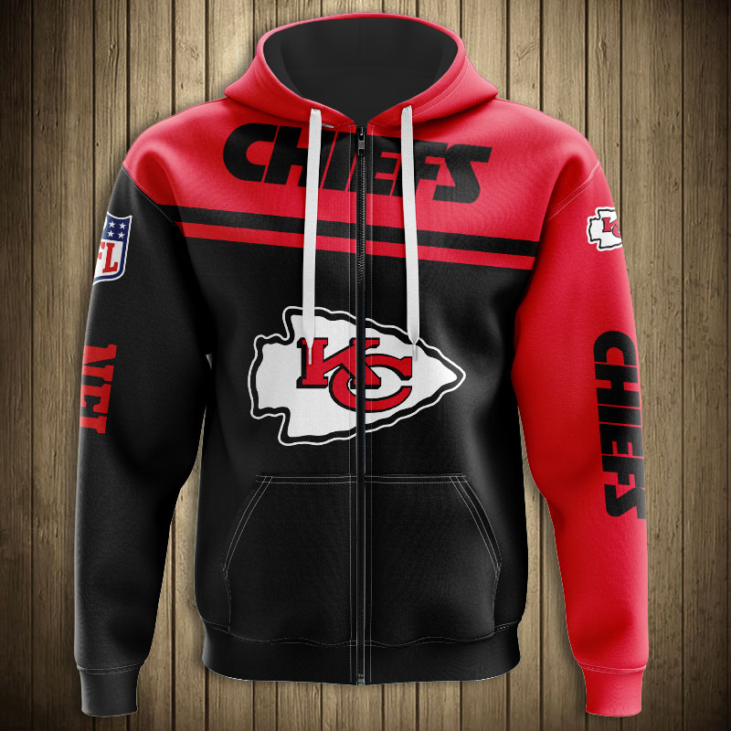 Kansas City Chiefs 3D Skull Zip Hoodie Pullover Sweatshirt for fans